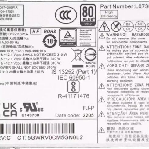 1pc for L07305-002 Z2 G4 SFF Workstation 4-Pin 310W Power Supply D17-310P1A in Kuwait