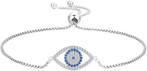 14K Gold Evil Eye Moissanite Bracelet for Women,Dainty Hollow Sapphire Devil's Eye Pull-out Chain Bracelet,Fashion Bracelet Jewelry Gift for Her in Saudi Arabia