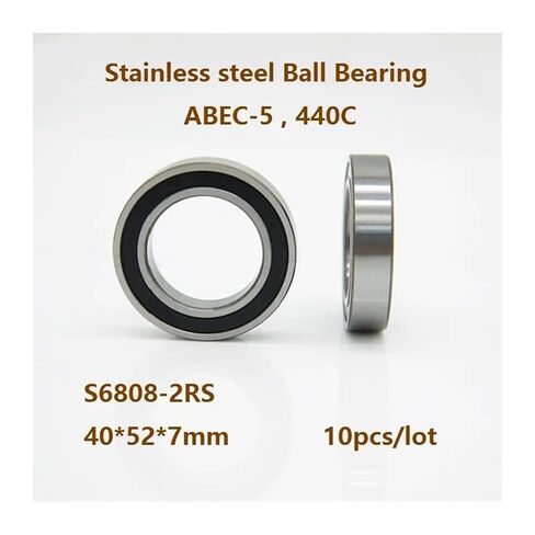 10pcs/lot S6808-2RS S6808RS 40 * 52 7mm ABEC-5 Stainless Steel Thin Deep Groove Ball Bearing Double Rubber Cover 40×52×7mm in Kuwait