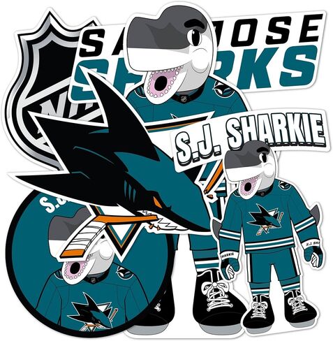ملصق من الفينيل لصبار سان خوسيه شاركس فريق دوري الهوكي الوطني NHL ملصق من الفينيل لزجاجة مياه للكمبيوتر المحمول ودفتر قصاصات السيارة (T2 - التميمة) in Kuwait