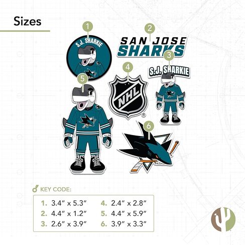 ملصق من الفينيل لصبار سان خوسيه شاركس فريق دوري الهوكي الوطني NHL ملصق من الفينيل لزجاجة مياه للكمبيوتر المحمول ودفتر قصاصات السيارة (T2 - التميمة) in Kuwait