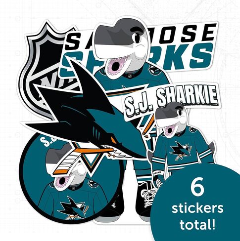 ملصق من الفينيل لصبار سان خوسيه شاركس فريق دوري الهوكي الوطني NHL ملصق من الفينيل لزجاجة مياه للكمبيوتر المحمول ودفتر قصاصات السيارة (T2 - التميمة) in Kuwait