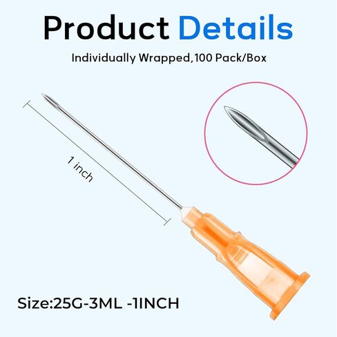 50 Pack Disposable 3ml/cc Lab Syringes with 25Ga 1 Inch Needle Luer Lock, Individually Sealed Packed.50PACK in Kuwait