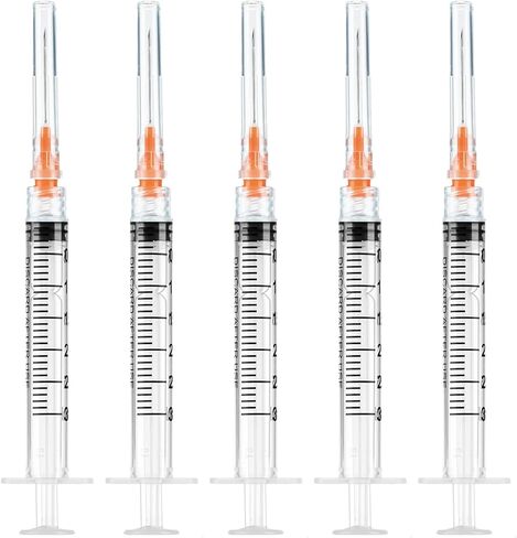 50 Pack Disposable 3ml/cc Lab Syringes with 25Ga 1 Inch Needle Luer Lock, Individually Sealed Packed.50PACK in Kuwait