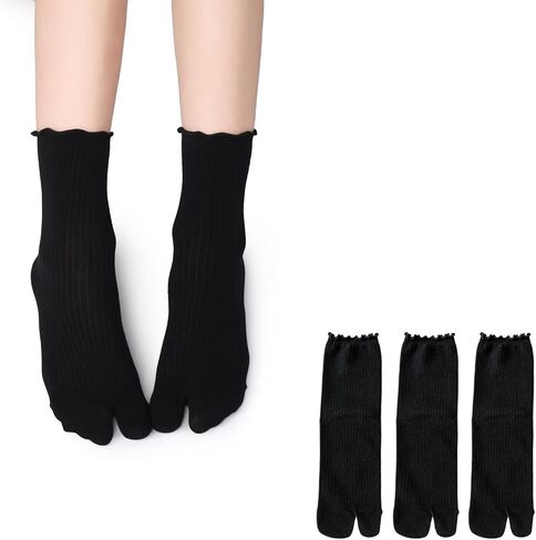 3 Pairs Women's Lace two-toed Tabi socks, separated-toe cotton socks in Saudi Arabia