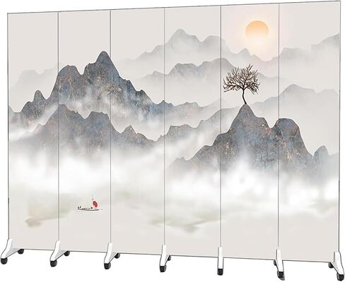 Room Divider ，Screen Room Divider， Waterproof Folding Screen with Wheels Free Movement W-Shaped Wall Divider(Tall 180cm(5.9ft),6 Panel) in Saudi Arabia
