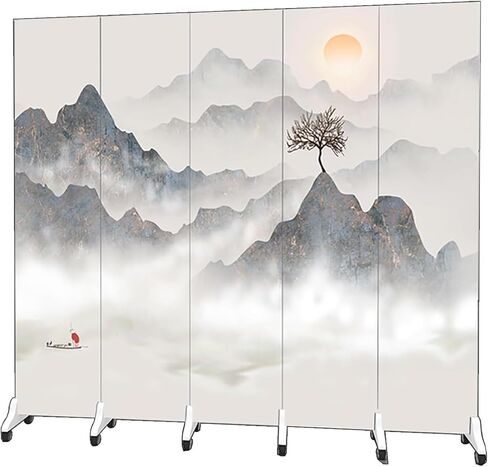 Room Divider ，Screen Room Divider， Waterproof Folding Screen with Wheels Free Movement W-Shaped Wall Divider(Tall 180cm(5.9ft),6 Panel) in Saudi Arabia