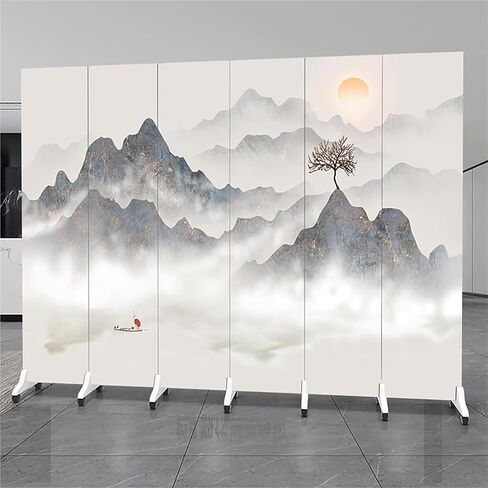 Room Divider ，Screen Room Divider， Waterproof Folding Screen with Wheels Free Movement W-Shaped Wall Divider(Tall 180cm(5.9ft),6 Panel) in Saudi Arabia