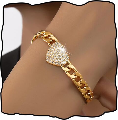 Gold Bracelets for Women Baroque Pearl Bracelet Vintage Heart Bracelets Adjustable Bangle for Holiday Prom Party in Saudi Arabia