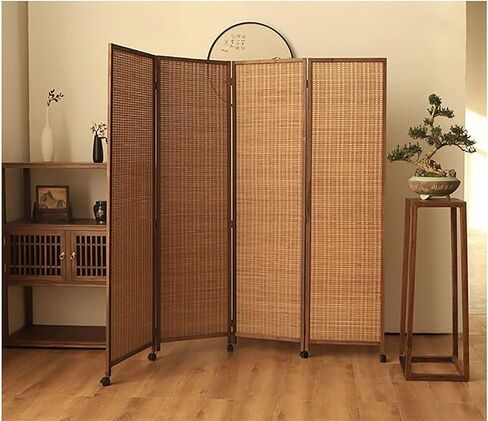 Room Divider ，Screen Room Divider， Natural Hand-Woven Room Privacy Screens for Office/Home/Hotel(4 Panels,67in(170cm) H) in Saudi Arabia
