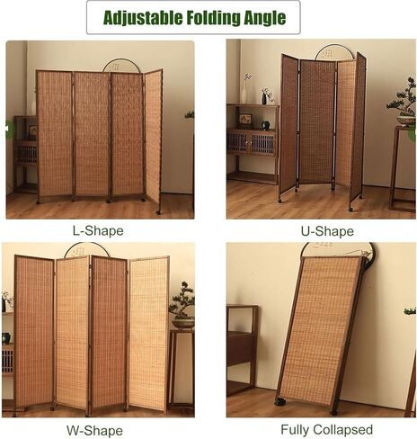 Room Divider ，Screen Room Divider， Natural Hand-Woven Room Privacy Screens for Office/Home/Hotel(4 Panels,67in(170cm) H) in Saudi Arabia