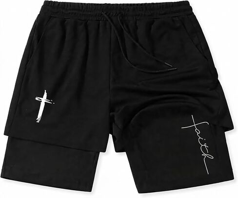 Men’s 2 in 1 Graphic Gym Shorts with Liner, Running Workout Shorts for Men, Quick Dry Mesh Athletic Mens Shorts Casual in Kuwait