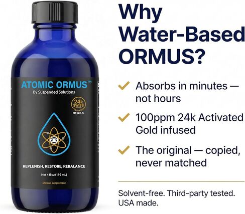 Liquid Monoatomic 24k Gold ORMUS – 4oz, 24k Gold Platinum Iridium ORMUS, Energetically Enhanced, Memory, Energy, Stamina & Vitality, Vegan Supplement in Kuwait