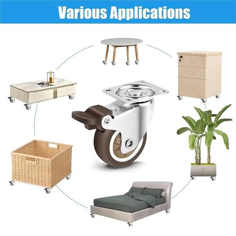 Universal Swivel Casters Heavy Duty Furniture Wheel Castor Silent Trolley Wheels 2inch 4Pcs(1 inch Combination) in Kuwait