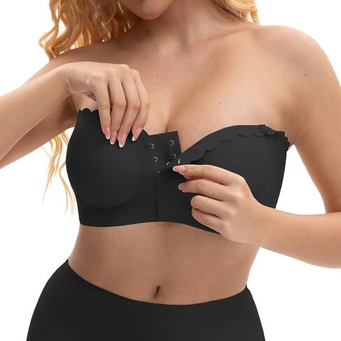 Wireless Strapless Bra for Women Front Closure Smoothing Padded Bandeau Bralette in Saudi Arabia