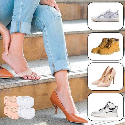 4-Pack Skin Tone Pink Metatarsal Foot Pads for Pain Relief, Soft Gel Reusable Breathable Sleeves, Forefoot Cushions for Women & Men, Shoe Supports in Saudi Arabia