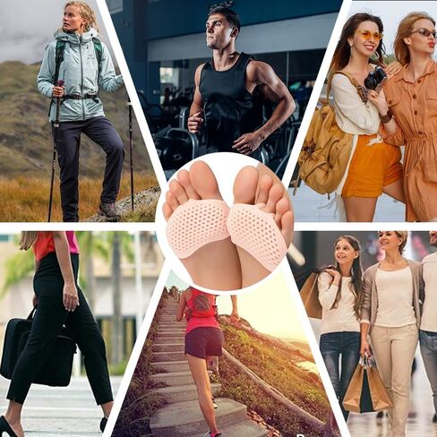 4-Pack Skin Tone Pink Metatarsal Foot Pads for Pain Relief, Soft Gel Reusable Breathable Sleeves, Forefoot Cushions for Women & Men, Shoe Supports in Saudi Arabia