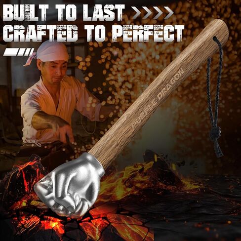 Purple Dragon Fist Hammer Tool - 2 Lbs Iron Fist-Shaped Hammer with Wooden Handle, Multi-Purpose Tool for DIY Crafting, Outdoor Camping, Home/Office Decor, Gifts for Men in Saudi Arabia