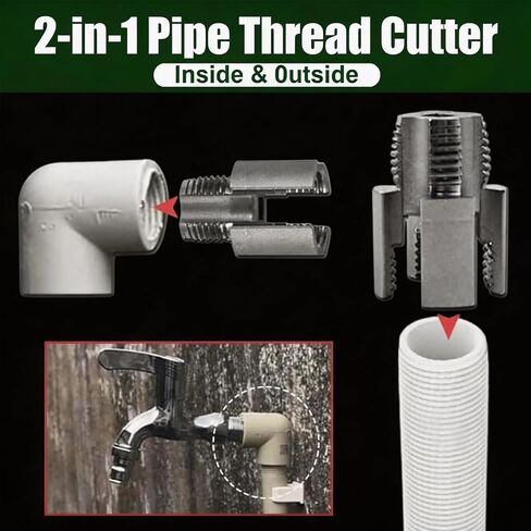 طقم خيط أنابيب PVC مكون من قطعتين، أداة قطع خيط الأنابيب 1/2 بوصة 3/4 بوصة - مجموعة خيوط داخلية وخارجية متكاملة، مثقاب كهربائي متوافق مع خيط بلاستيك PVC لإصلاح أنابيب المياه المنزلية in Kuwait