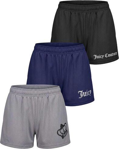 Juicy Couture نسائي 3 بوصات شورت شبكي رياضي للجري والتمارين الرياضية واليوغا والرقص الرياضي كاجوال مريح نشيط للصيف مع جيوب in Kuwait