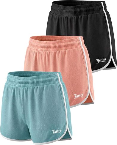 Juicy Couture Women's 3" Mesh Dolphin Shorts Athletic Running Workout Gym Yoga Dance Sports Casual Comfy Active Summer Ladies in Kuwait