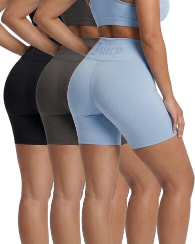 Juicy Couture Womens 3" Biker Shorts High Waisted Athletic Workout Compression Bike Short for Ladies Cycling Gym Yoga in Saudi Arabia