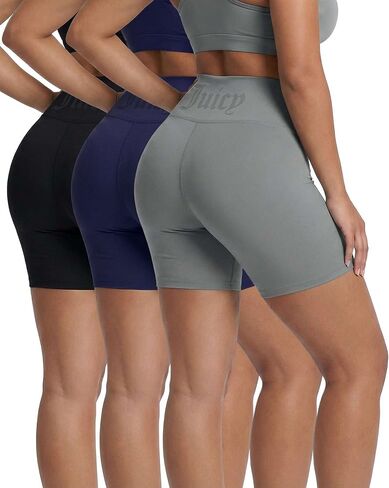Juicy Couture Womens 3" Biker Shorts High Waisted Athletic Workout Compression Bike Short for Ladies Cycling Gym Yoga in Saudi Arabia