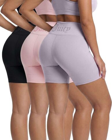 Juicy Couture Womens 3" Biker Shorts High Waisted Athletic Workout Compression Bike Short for Ladies Cycling Gym Yoga in Saudi Arabia