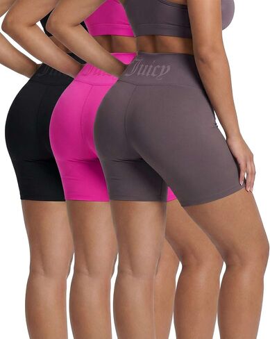 Juicy Couture Womens 3" Biker Shorts High Waisted Athletic Workout Compression Bike Short for Ladies Cycling Gym Yoga in Saudi Arabia