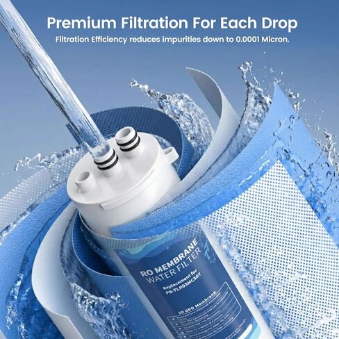 مرشح استبدال غشاء H2O المرحلة 3، متوافق مع غشاء H2O المرحلة 3 الأزرق النقي PB-TLRO3MC50T، 4 مراحل PB-TLRO4H50T نظام تنقية المياه بالتناضح العكسي، عبوة واحدة in Kuwait