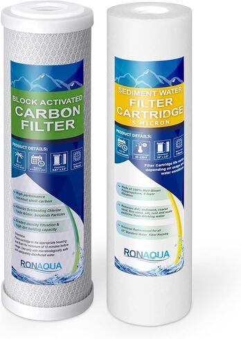 4 Standard Coconut Shell Block Carbon & 4 Four Layers of Filtration Polypropylene Sediment 5 Micron 2.5"x 10" Water Filter Cartridges Universal replacement for Reverse Osmosis & Standard 10" Housing in Saudi Arabia