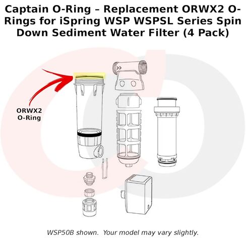 Captain O-Ring – Replacement ORWX2 O-Rings for iSpring WSP WSPSL Series Spin Down Sediment Water Filter (4 Pack) in Kuwait