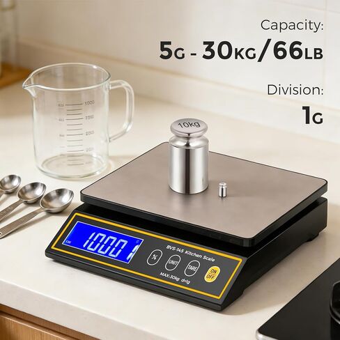 Bonvoisin Baking Scale with Percentage Weighing Function 66lb/ 30kg Large Digital Kitchen Scale for Candle, Soap and Sourdough Bread Making Rechargeable Food Cooking Scale in Kuwait
