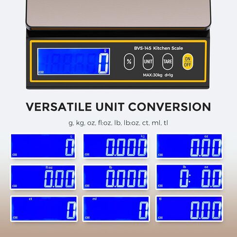 Bonvoisin Baking Scale with Percentage Weighing Function 66lb/ 30kg Large Digital Kitchen Scale for Candle, Soap and Sourdough Bread Making Rechargeable Food Cooking Scale in Kuwait