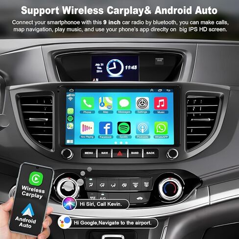 Car Stereo Radio for Honda CRV 2007-2011, Android 12.0 (4G RAM 64G ROM) 9 Inch 5G WiFi CRV Radio Support Carplay/Android Auto,GPS Navigation with Bluetooth,Backup Camera 1080P,SWC/FM Radio in Saudi Arabia