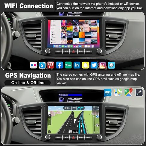 Car Stereo Radio for Honda CRV 2007-2011, Android 12.0 (4G RAM 64G ROM) 9 Inch 5G WiFi CRV Radio Support Carplay/Android Auto,GPS Navigation with Bluetooth,Backup Camera 1080P,SWC/FM Radio in Saudi Arabia