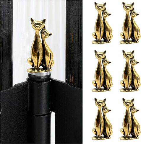 6 Packs Magnetic Door Hinge Toppers, Vintage Brass Hinge Head Decorative Topper, Finish Decor for Door, Drawer, Cabinet Hardware, Table, Shelf, Car (Couple Cats) in Kuwait