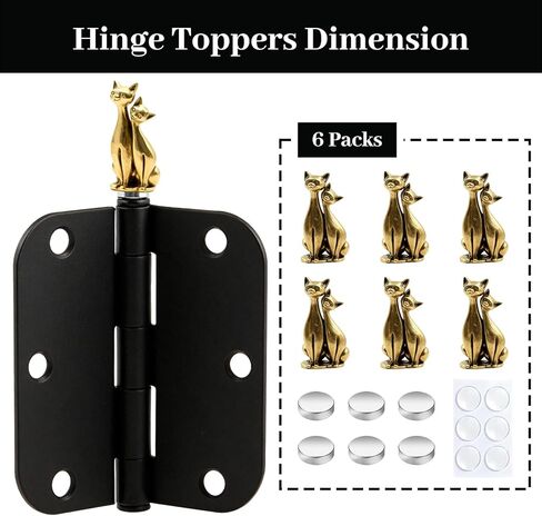 6 Packs Magnetic Door Hinge Toppers, Vintage Brass Hinge Head Decorative Topper, Finish Decor for Door, Drawer, Cabinet Hardware, Table, Shelf, Car (Couple Cats) in Kuwait