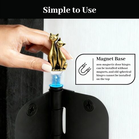 6 Packs Magnetic Door Hinge Toppers, Vintage Brass Hinge Head Decorative Topper, Finish Decor for Door, Drawer, Cabinet Hardware, Table, Shelf, Car (Couple Cats) in Kuwait