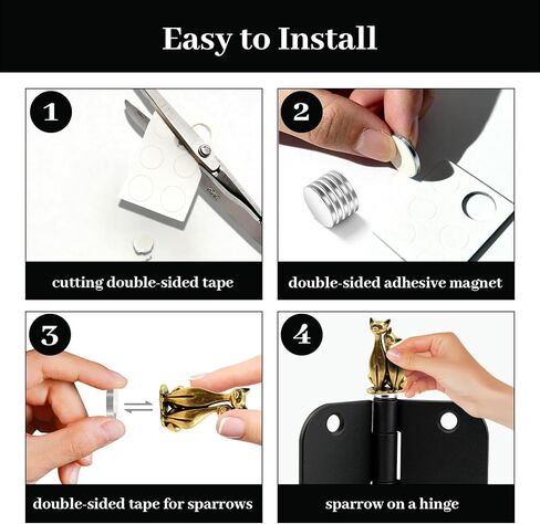 6 Packs Magnetic Door Hinge Toppers, Vintage Brass Hinge Head Decorative Topper, Finish Decor for Door, Drawer, Cabinet Hardware, Table, Shelf, Car (Couple Cats) in Kuwait