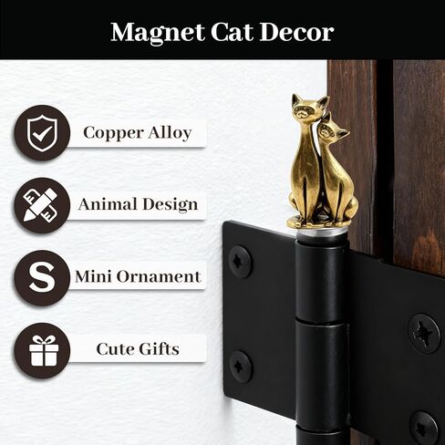 6 Packs Magnetic Door Hinge Toppers, Vintage Brass Hinge Head Decorative Topper, Finish Decor for Door, Drawer, Cabinet Hardware, Table, Shelf, Car (Couple Cats) in Kuwait