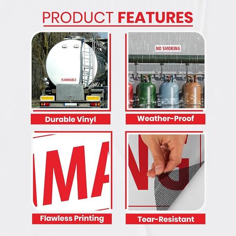 1 x Propane, Flammable, No Smoking – Fire Hazard Danger Warning No Open Flames No Smoking – 2.8 x 10.75 Black, Red and White Vinyl Placards – Self-Adhesive, Non-Rusting, Weatherproof, Waterproof Safety Decals for Business, Fuel Tanks, Fuel Caps, Trucks in Kuwait
