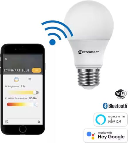 Ceybo Smart LED Bulb 60W A19, Wi-Fi Dimmable with Adjustable Brightness and Temperature, Compatible with Alexa, Google Home, and Hubspace App (1-Pack) in Kuwait