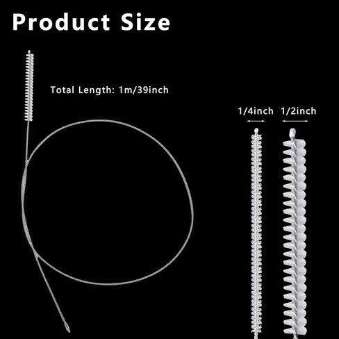 4 Pcs Straw Cleaner Brush Extra Long, 1m/39in Pipe Cleaning Brushes with Soft Nylon Bristles for Feeding Tubes, Bottles, Hose, Refrigerator & Drain Cleaning in Kuwait