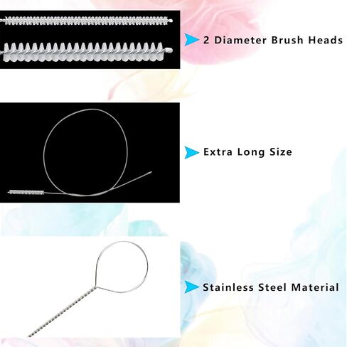 4 Pcs Straw Cleaner Brush Extra Long, 1m/39in Pipe Cleaning Brushes with Soft Nylon Bristles for Feeding Tubes, Bottles, Hose, Refrigerator & Drain Cleaning in Kuwait