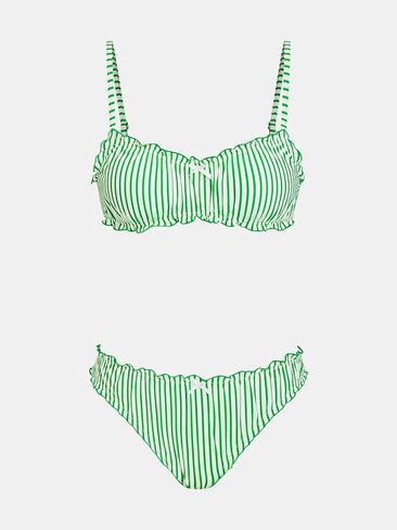 CUPSHE Women's Bikini Sets Two Piece Swimsuit Scoop Neck Ruffle Back Self Tie Adjustable Straps Low Rise Bathing Suit in Saudi Arabia