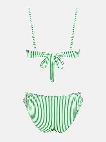 CUPSHE Women's Bikini Sets Two Piece Swimsuit Scoop Neck Ruffle Back Self Tie Adjustable Straps Low Rise Bathing Suit in Saudi Arabia