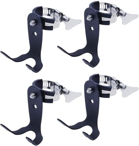 Stainless Steel Adjustable Single Tube Hook, Heavy Duty Utility J Hooks Fits 15-29mm Rod Inner Diameter for Bathroom, Wardrobe, Pipe Rack, Black-4 Packs in Kuwait