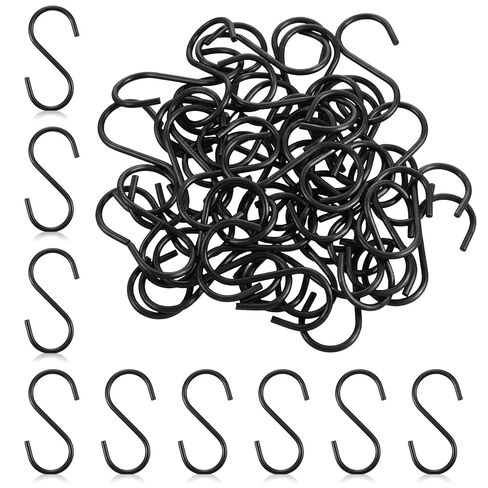 48PCS 1.6 Inch Mini S Hooks, Heavy Duty Metal S Shaped Hooks, Small S-Hook, Curtain Hanging Connectors, S-Shaped Utility Hook for Ornaments, Jewelry, Hanging, Hardware and DIY Crafts (Black) in Kuwait