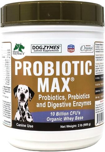 Dogzymes Probiotic Max -10 مليار بروبيوتيك CFU، البريبايوتكس، الإنزيمات الهاضمة - (8 أونصة) in Saudi Arabia